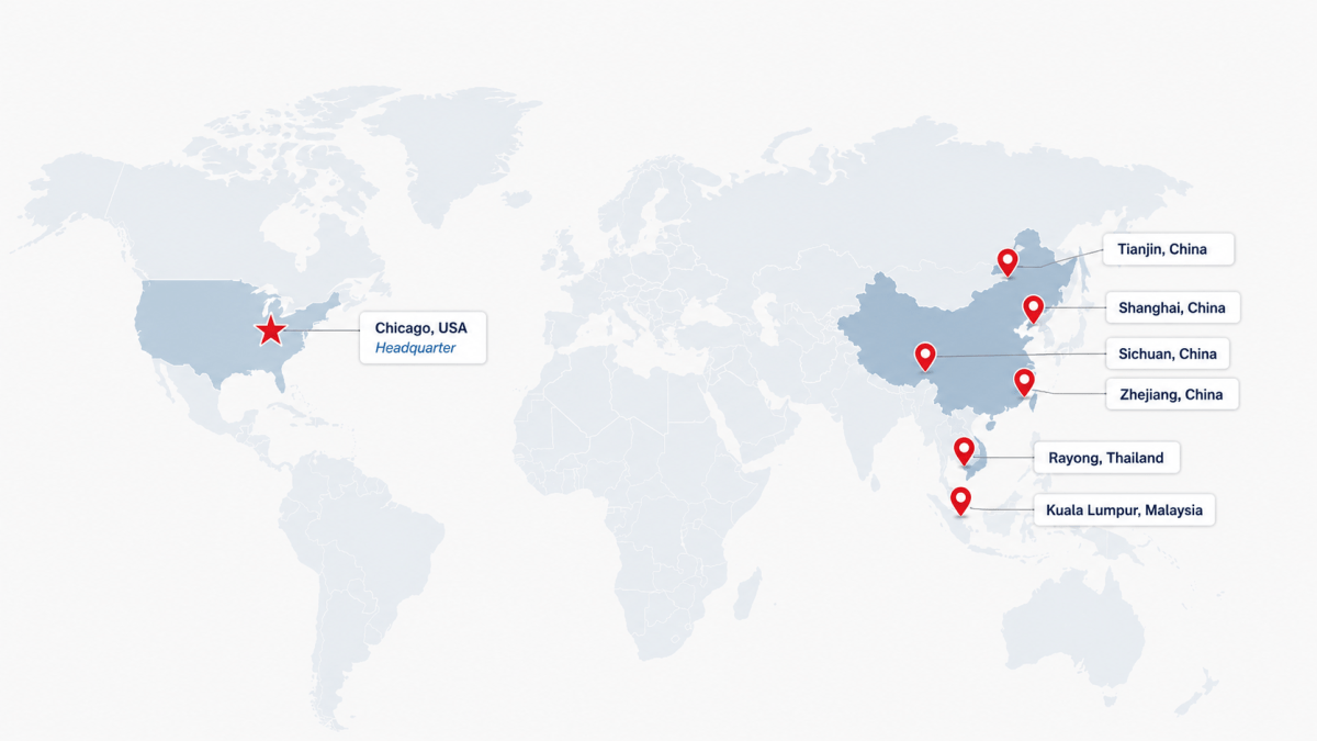 AEP global manufacturing footprint map